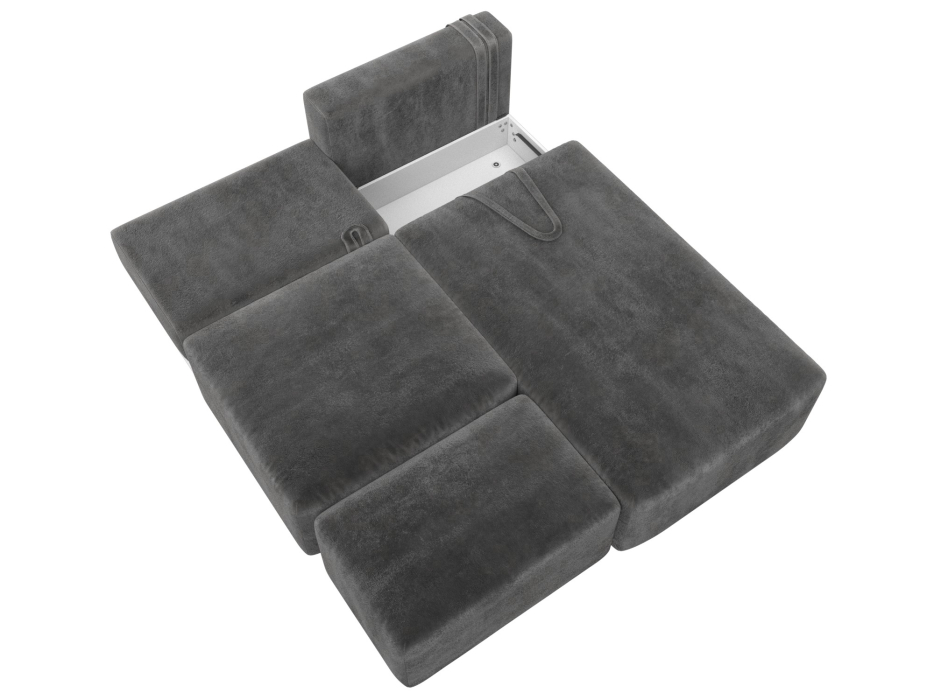 Диваны угловые в гостиную, Диван угловой модульный с пуфом Лига-060 НПБ угол универсальный, велюр TOWER