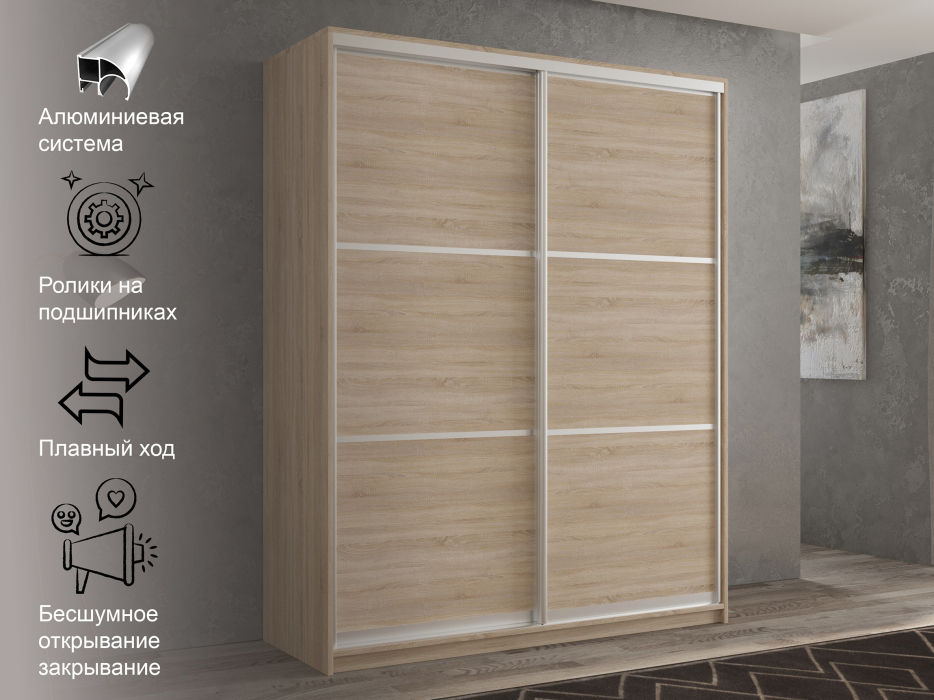 Шкафы-купе 2-х дверные, Шкаф-купе 2х дверный Кааппи 4 120х60