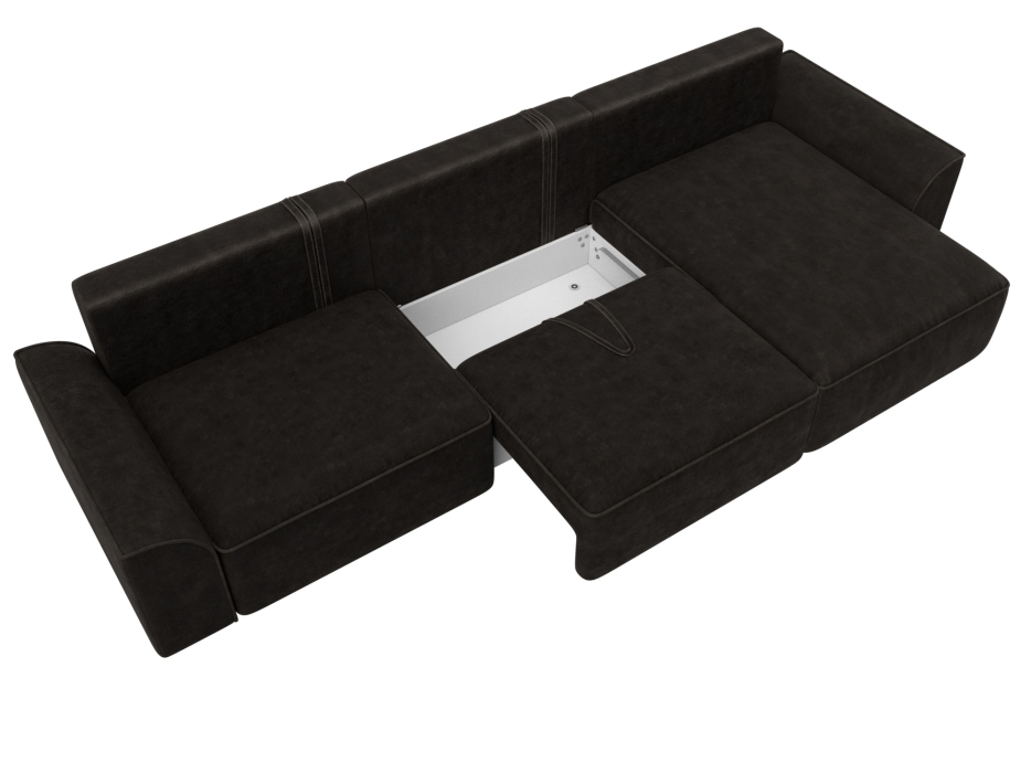 Диваны угловые в гостиную, Диван угловой Лига-048 НПБ лонг, велюр BRUT