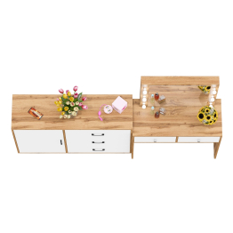 Стол туалетный для спальни с лампочками СТ-5 и тумба-комод 122-1204