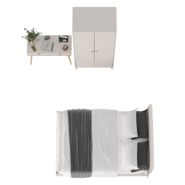 Столик с кроватью на 1400 Афина и шкаф-комодом двухдверным