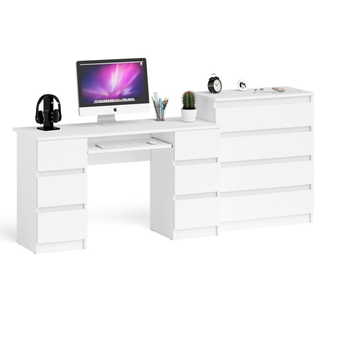 Компьютерные столы, Комод 800 4-ре ящика Мори и двухтумбовый компьютерный стол МС-2