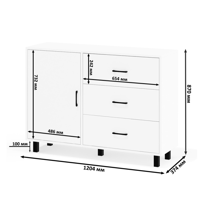 Туалетные столики, Комод-тумба 122-1204 и столик косметический с лампочками Сура