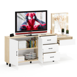 Косметический навесной столик с подсветкой и комод с ящиками и дверками 123-1604