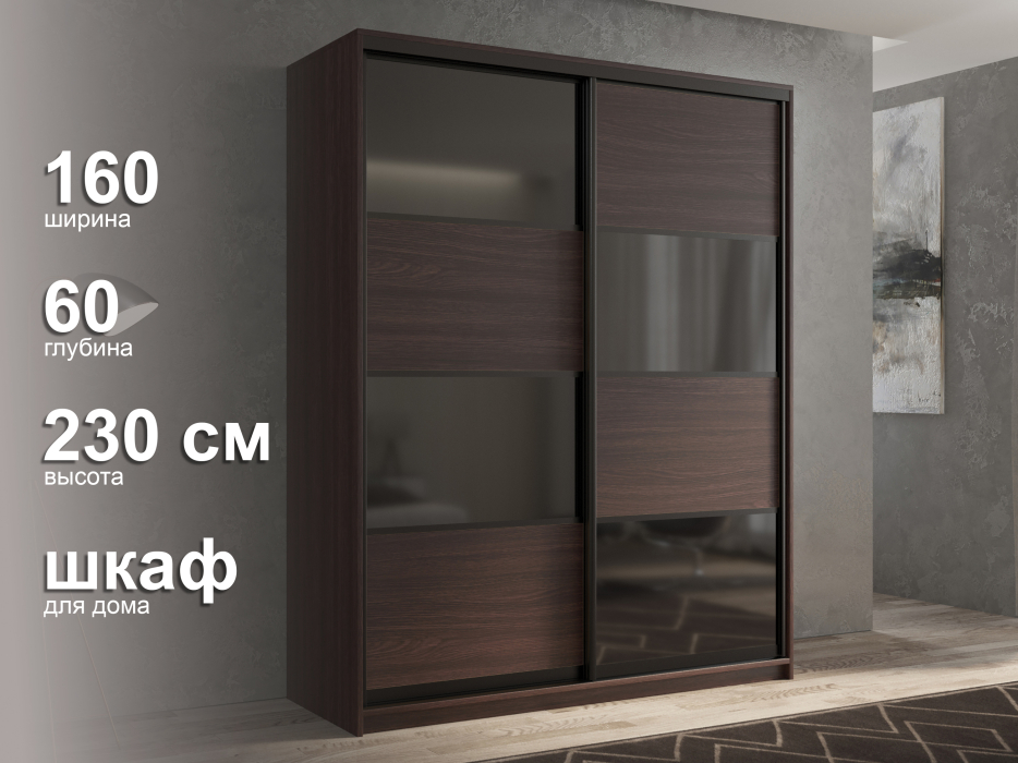 Шкафы-купе 2-х дверные, Шкаф-купе 2х дверный Кааппи 13 160х60