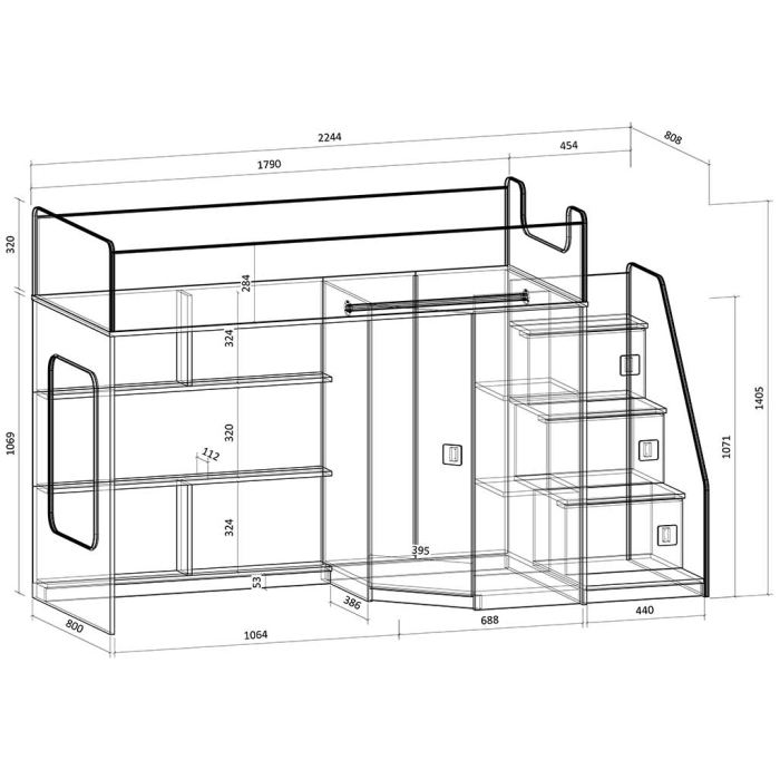 Кровати-чердаки, Кровать чердак Легенда 43.2.3