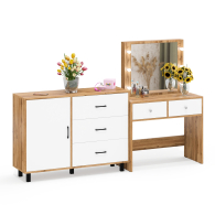 Туалетные столики, Стол туалетный для спальни с лампочками СТ-5 и тумба-комод 122-1204