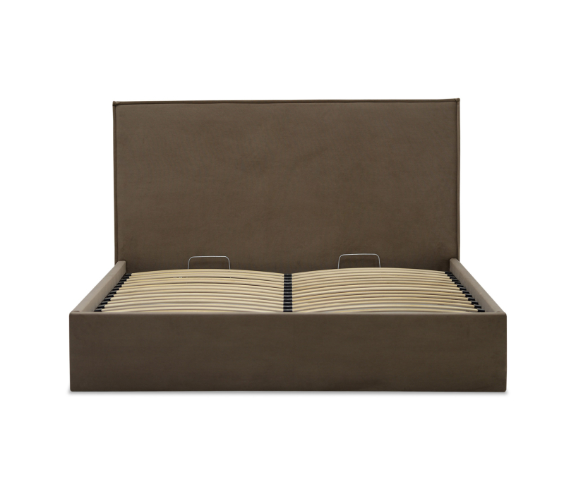 Мягкая кровать, Двуспальная кровать ЛУТОН 180х200, с подъемным механизмом, велюр