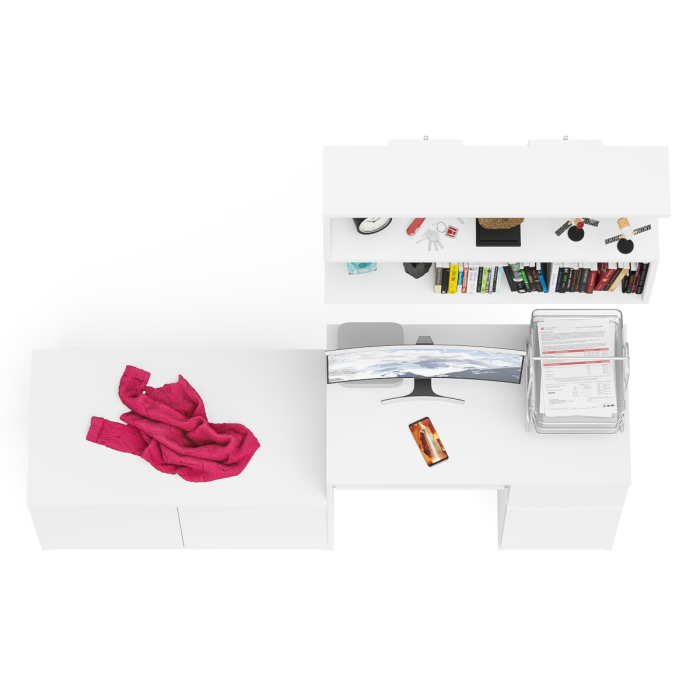 Прямые компьютерные столы, Стол компьютерный однотумбовый Мори МС-1 правый с верхней полкой 900 и тумбой