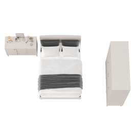 Шкаф-комод 4-х дверный с кроватью 1400 Афина и комодом с дверкой