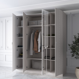 Шкаф распашной 4-х дверный с зеркалом Савелья кашемир