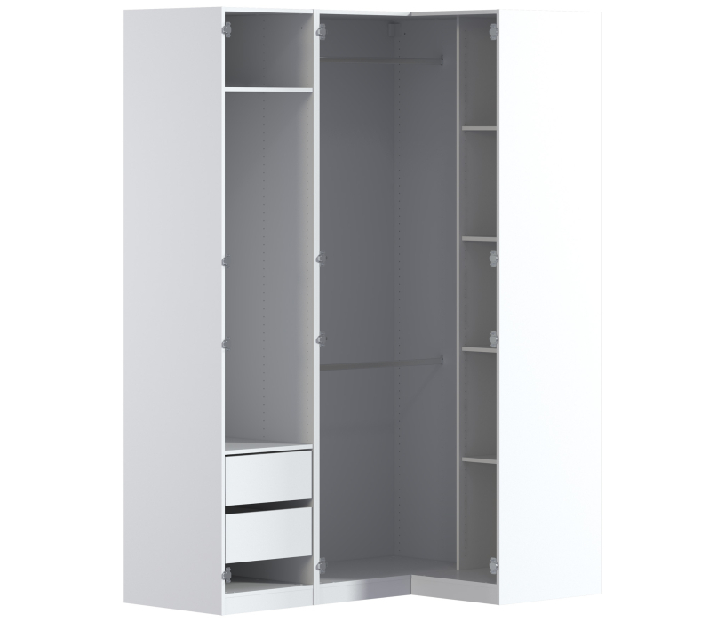 Шкафы распашные, Шкаф угловой с зеркалом МАКС Белый