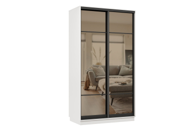 Шкаф-купе Премьер 03 (11ЗБ;11ЗБ) фасады зеркало бронза/двухдверный/Профиль чёрный муар