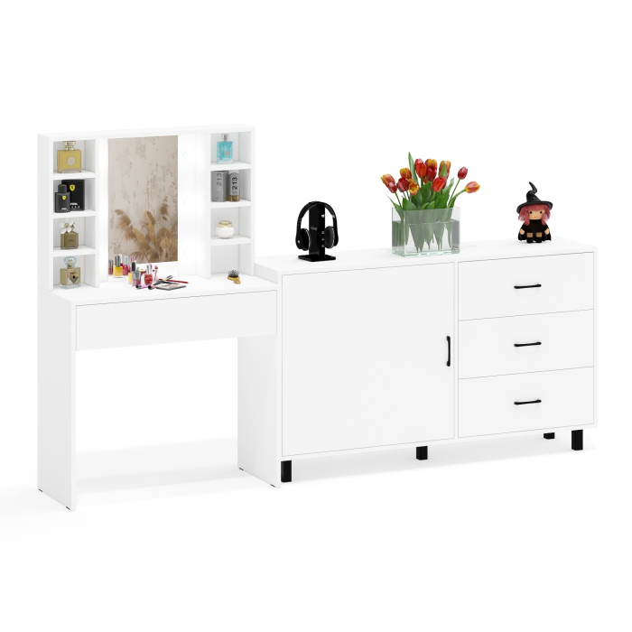 Туалетные столики, Столик туалетный с полочками и с подсветкой и комод 122-1504