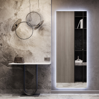 Зеркала в спальню, Прямоугольное зеркало большое 199х79 см, с холодной подсветкой HALFEO Slim NF LED XL, с сенсорным выключателем