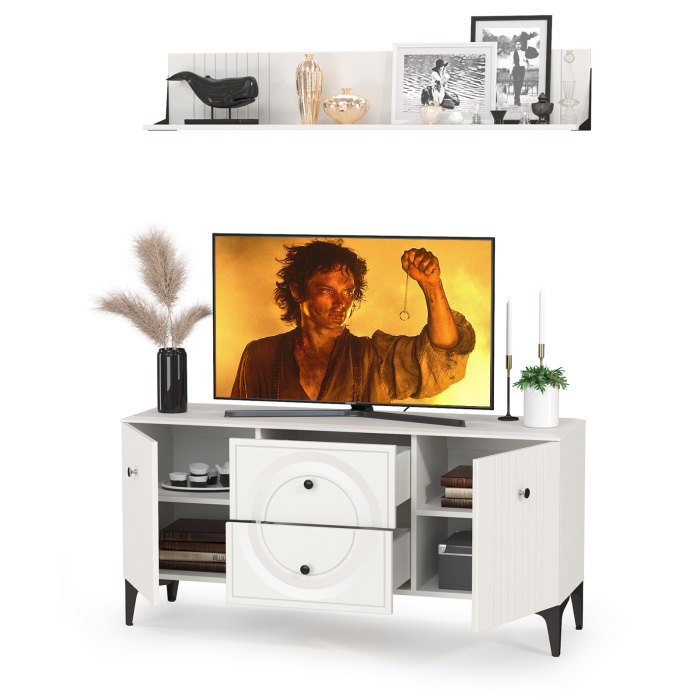 Стенки для гостиной, Тумба для ТВ с навесной полкой Валенсия № 50