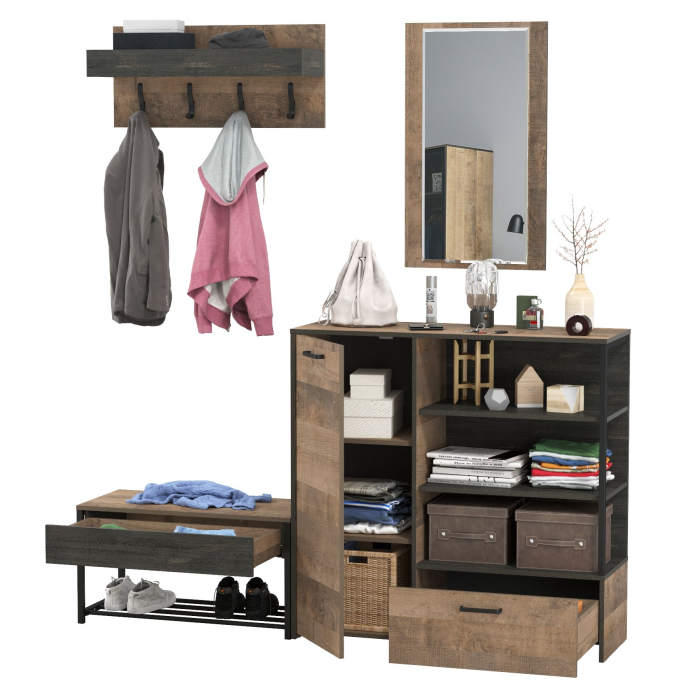 Прихожая, Набор мебели для прихожей Трувор с зеркалом и вешалкой