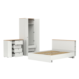 Мебель в спальню из бельевого шкафа 13.336.02 с кроватью 1600 с ортопедом и тумбы-комода 16.221