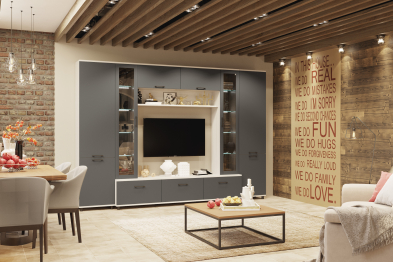 Модульная гостиная Грейс композиция 9  Снежный Ясень