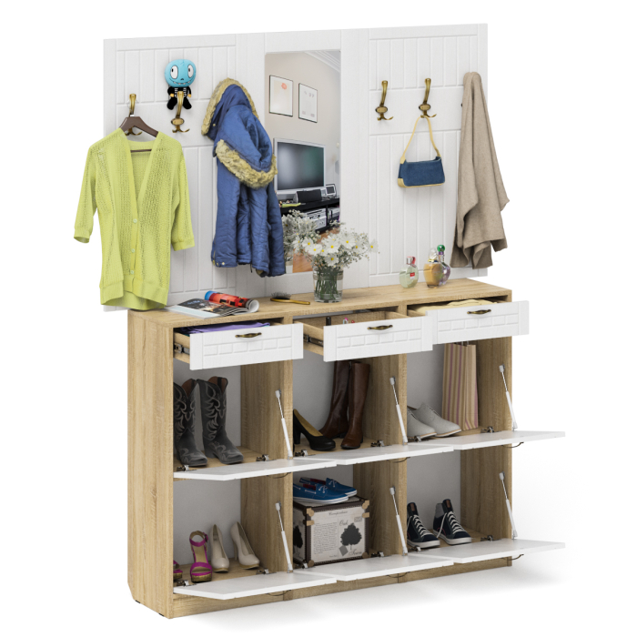 Прихожие, Прихожая П-6 № 6 МДФ фрезеровка прованс