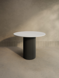 Стол круглый обеденный с чёрным металлическим подстольем TRUBIS Wood L 100 