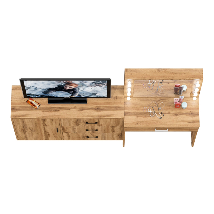 Туалетные столики, Косметический стол с подсветкой и выдвижным ящиком СТ-4 и комод 122-1204