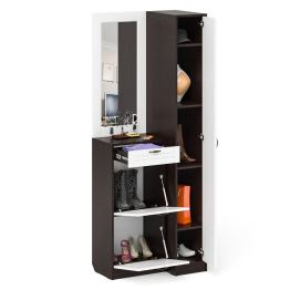 Пенал для прихожей П-6-500 и высокая обувница с зеркалом фрезеровка прованс