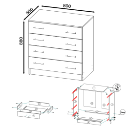 Комод Сакура 4 выдвижных ящика