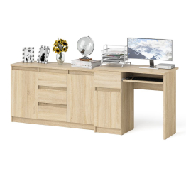 Комод-тумба Мори МК1200 3 ящика и две дверки со столом компьютерным МС-1 левым Мори