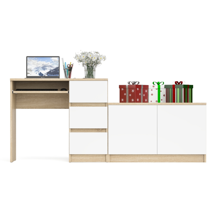 Прямые компьютерные столы, Тумба Мори МА900.1 и стол компьютерный МС-6 ящики справа