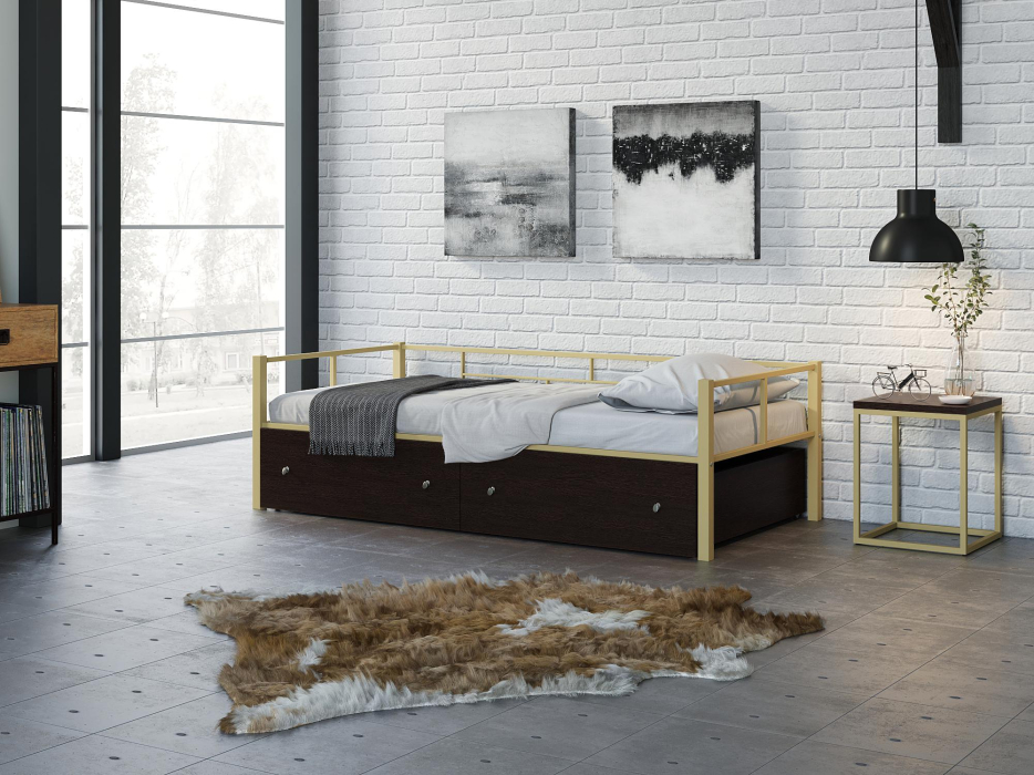 Кровати одноярусные, Односпальная кровать Арга ящики венге