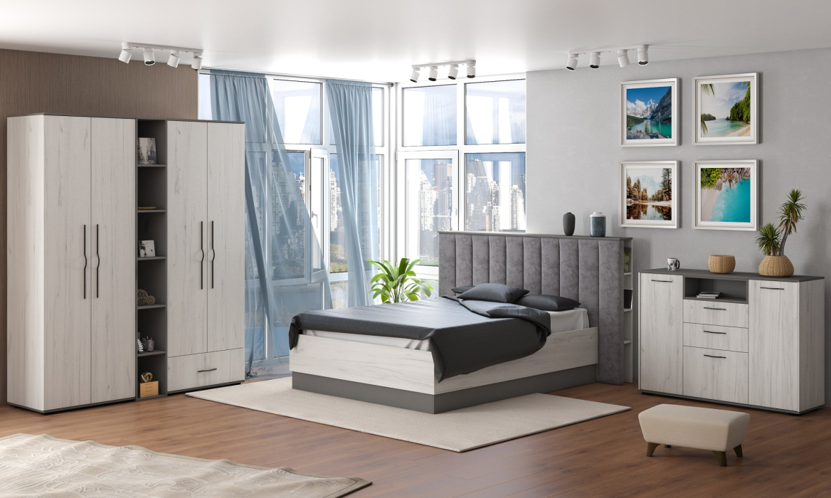 Для одежды, Шкаф двухдверный с ящиком Бастион