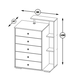 Комод Камелия с пятью выдвижными ящиками