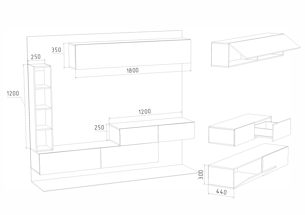 Стенки для гостиной, Гостиная Эмма Вариант исполнения 2 