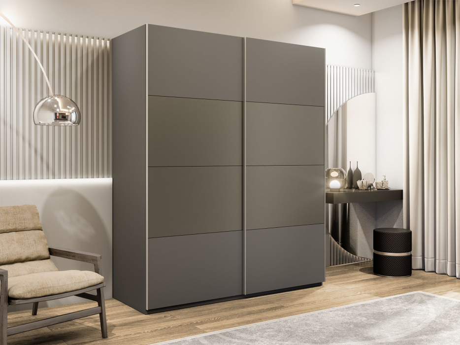 Шкафы-купе 2-х дверные, Шкаф-купе Эста 2-х дверный ДСП/Стекла хаки/Доводчик 200х66х240