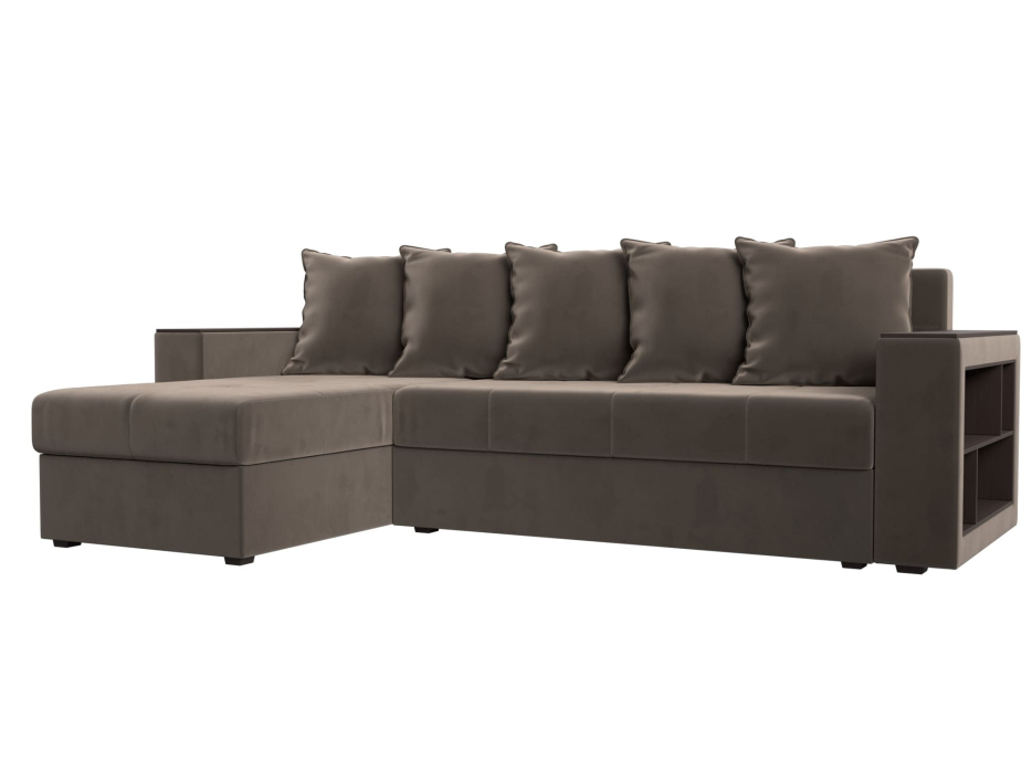 Диваны угловые в гостиную, Диван угловой Дубай Лайт, велюр, левый угол