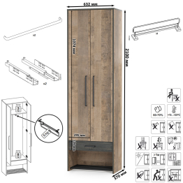 Прихожая Трувор с обувницей с сиденьем и вешалкой для одежды