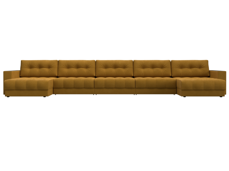 Диваны еврокнижки, Диван П-образный с декором Лига-049 НПБ Мегалонг, велюр BRUT