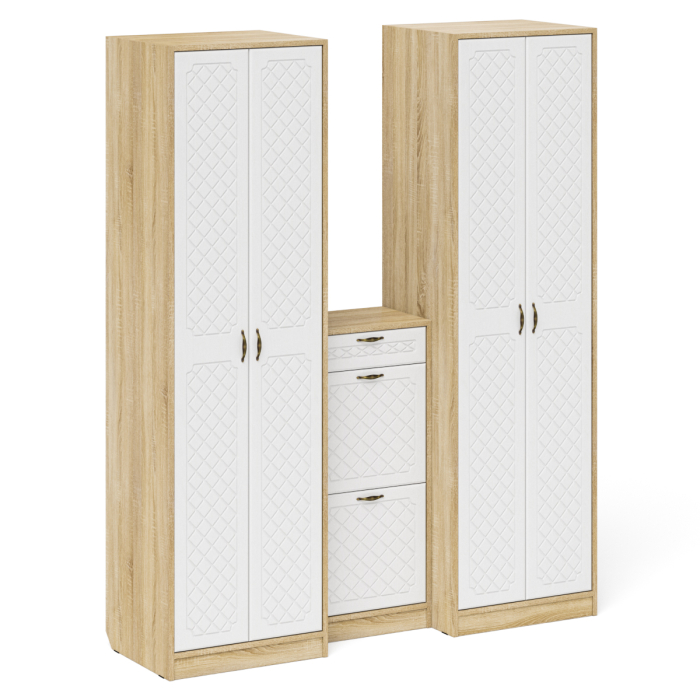 Прихожие, Тумба для обуви две секции и два шкафа в прихожую П-6 № 13 МДФ фрезеровка ромб