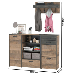 Комод с тумбой для обуви с ящиками и вешалкой для верхней одежды Трувор