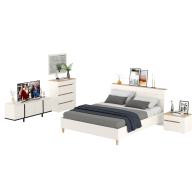 Спальные гарнитуры, Спальный гарнитур белый Муссон с кроватью 1600 и ТВ-тумбой 13.276