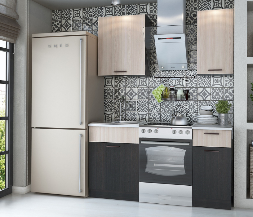 Кухонные гарнитуры, Кухня Дуэт Дуб феррара/Ясень шимо светлый