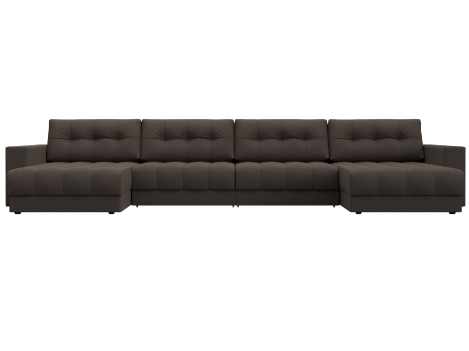 Дизайнерские диваны для гостиной, Диван П-образный с декором Лига-049 НПБ Лонг, рогожка Амур