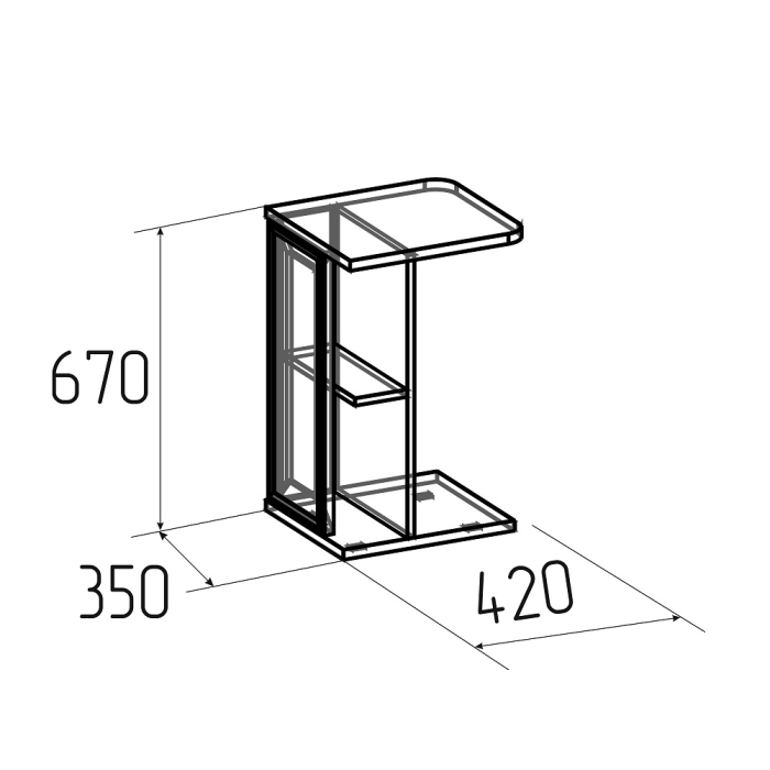 Журнальные столики, Столик журнальный приставной Аурелио 17
