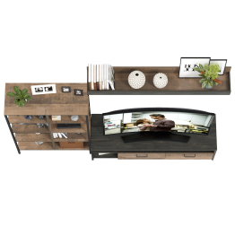 Тумба для ТВ и аппаратуры со стеллажом 13.151.02 и навесной полкой Трувор