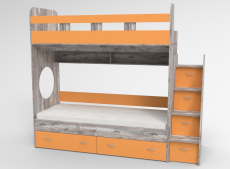 Для подростка, Трехъярусная кровать Юниор,  Бетон