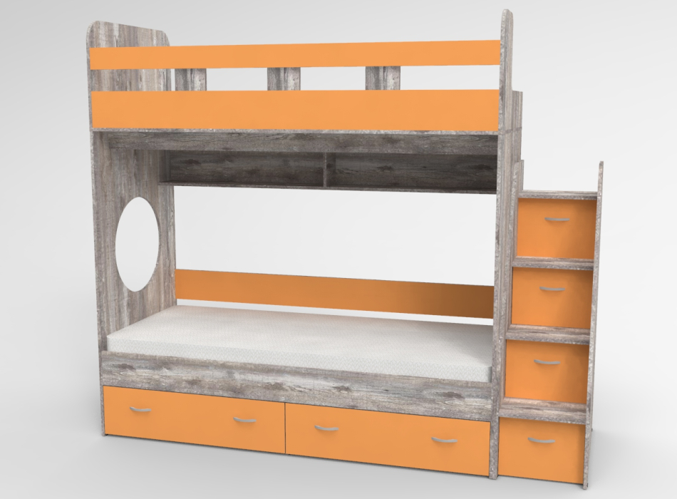 Для подростка, Трехъярусная кровать Юниор,  Бетон
