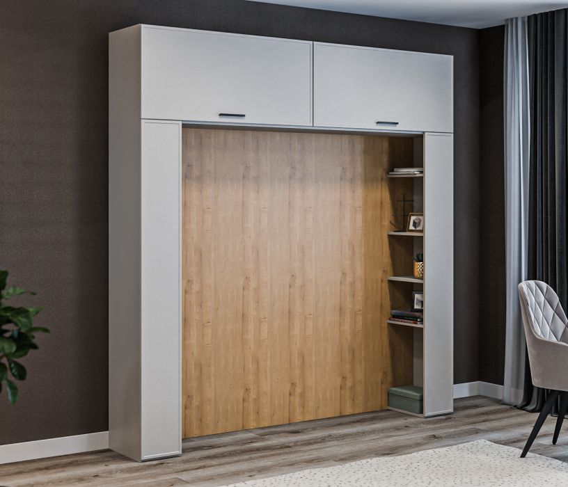 Мебель в современном стиле, Секция для кровати Милан СБ-3266 Серый,Дуб Гамильтон/МДФ Светло серый