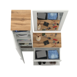 Шкаф-пенал в прихожую с обувницей и зеркалом Октава.