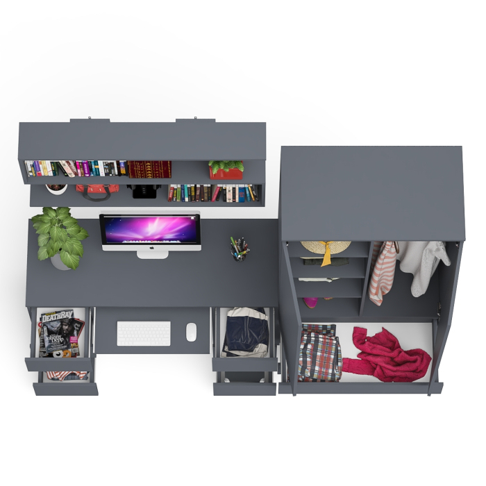 Домашние кабинеты, Шкаф-комод Мори МШ900.1 с письменным 2-х тумбовым столом МС-2 и полкой книжной